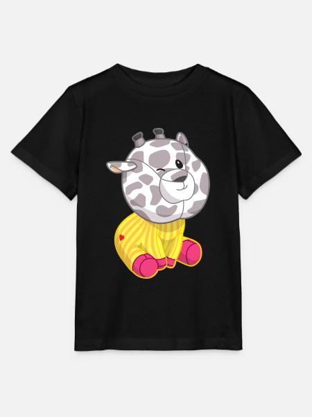 flauschiges Kuscheltier Giraffe mit Herz Punkti - Stanley/Stella Kinder T-Shirt MINI CREATOR  - Schwarz