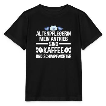 Pflege Kaffee Pflegekraft AltenPflegerinin - Stanley/Stella Kinder T-Shirt MINI CREATOR  - Schwarz - Vorne - Mikhail (115cm)