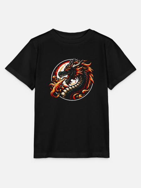 Bunter Feuerdrache für Drachenfans - Stanley/Stella Kinder T-Shirt MINI CREATOR - Schwarz