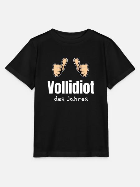 Vollidiot des Jahres Trottel Dulli Geschenk Daumen - Stanley/Stella Kinder T-Shirt MINI CREATOR  - Schwarz