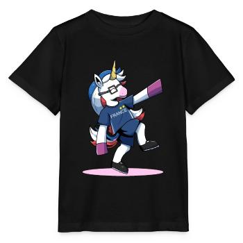 Licorne supporter équipe de france coupe du monde - T-shirt bio MINI CREATOR Stanley/Stella Enfant - noir - Devant - Mikhail (115cm)