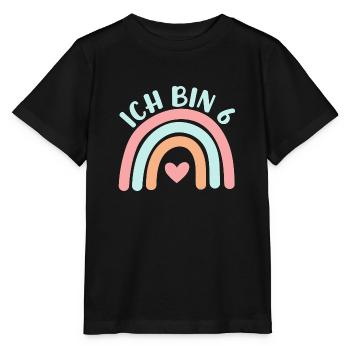 Ich bin 6 niedliche Regenbogen Design Junge Mädch - Stanley/Stella MINI CREATOR Kids’ T-Shirt - black - Front - Mikhail (115cm)
