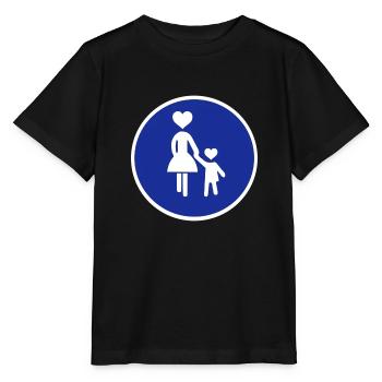Traffic sign pedestrian woman with child 2 c. - Stanley/Stella MINI CREATOR Kids’ T-Shirt - black - Front - Mikhail (115cm)