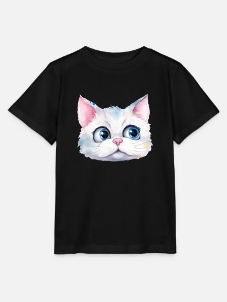 Katze Wasserfarben Zeichnung - Stanley/Stella T-shirt MINI CREATOR til børn - sort