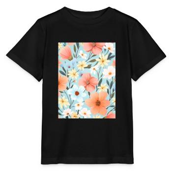 Pastel Floral Motif Floral - T-shirt bio MINI CREATOR Stanley/Stella Enfant - noir - Devant - Mikhail (115cm)