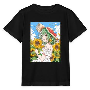 Anime, Girl, Sunflowers, Otaku - Stanley/Stella MINI CREATOR Kids’ T-Shirt - black - Front - Mikhail (115cm)
