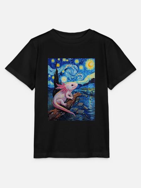 axolotl van gogh sternennacht - Stanley/Stella Kinder T-Shirt MINI CREATOR - Schwarz