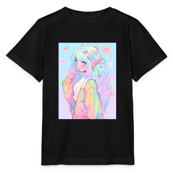 Anime, Fille d’anime, Fille d’anime, Elfe - T-shirt bio MINI CREATOR Stanley/Stella Enfant - noir - Devant - Mikhail (115cm)