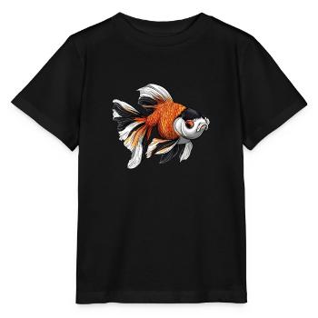 Fancy Calico Veiltail Goldfish - Stanley/Stella MINI CREATOR Kids’ T-Shirt - black - Front - Mikhail (115cm)