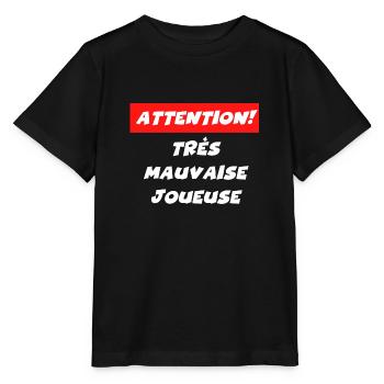 attention très mauvaise joueuse - T-shirt bio MINI CREATOR Stanley/Stella Enfant - noir - Devant - Mikhail (115cm)