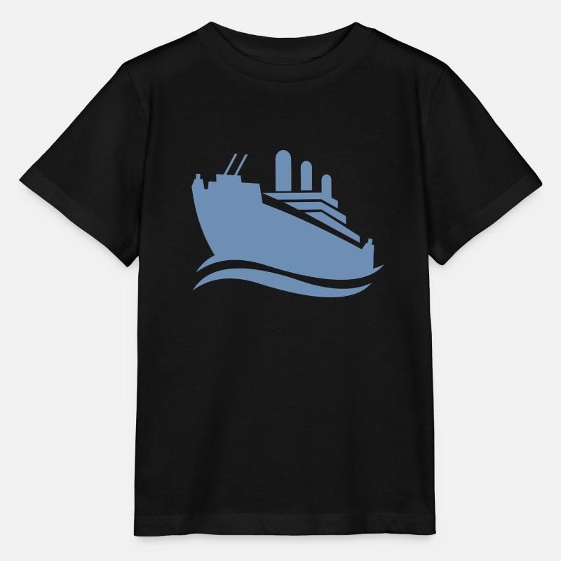 Silhouette de bateau de croisière mer minimaliste - T-shirt bio MINI CREATOR Stanley/Stella Enfant - noir