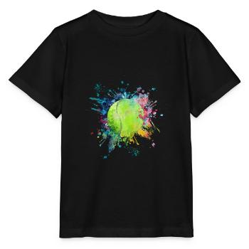 Wasserfabe Farbexplosion Splash Design Tennisball - Stanley/Stella Kinder T-Shirt MINI CREATOR  - Schwarz - Vorne - Mikhail (115cm)