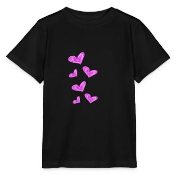 pink hearts - Stanley/Stella MINI CREATOR Kids’ T-Shirt - black - Front - Mikhail (115cm)