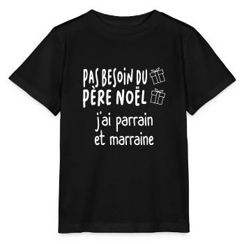 Pas besoin du père noël j'ai papi et mamie - T-shirt bio MINI CREATOR Stanley/Stella Enfant - noir - Devant - Mikhail (115cm)