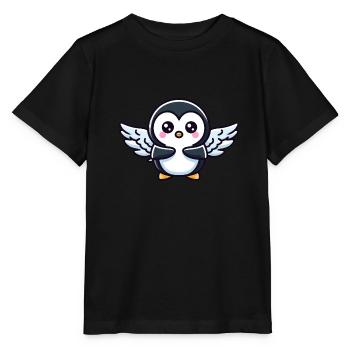 Celestial penguin flapping wings in the freezing cold - Stanley/Stella MINI CREATOR Kids’ T-Shirt - black - Front - Mikhail (115cm)