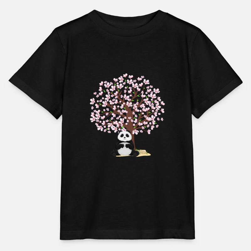 Fleur de cerisier Panda Arbre japonais Sakura - T-shirt bio MINI CREATOR Stanley/Stella Enfant - noir