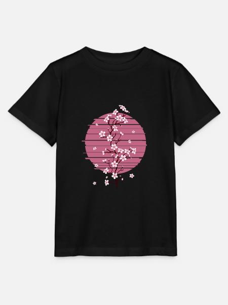 Retro Kirschblüte Japanischer Baum Sakura - Stanley/Stella Kinder T-Shirt MINI CREATOR - Schwarz