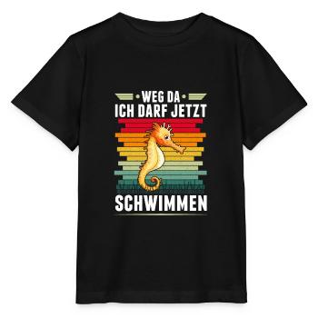 Seahorse Swimmer Swimming Badge Passed - Stanley/Stella MINI CREATOR Kids’ T-Shirt - black - Front - Mikhail (115cm)