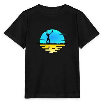 VOLLEYBALLERIN Aufschlag VOLLEYBALL-Girl am Beach - Stanley/Stella Kinder T-Shirt MINI CREATOR  - Schwarz - Vorne - Mikhail (115cm)