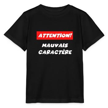 attention mauvais caractère - T-shirt bio MINI CREATOR Stanley/Stella Enfant - noir - Devant - Mikhail (115cm)