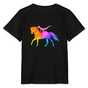 Voltigieren Akrobatik Reitsport Reiten Pferd bunt - Stanley/Stella Kinder T-Shirt MINI CREATOR  - Schwarz - Vorne - Mikhail (115cm)