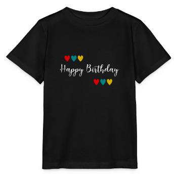 Birthday. HAPPY BIRTHDAY. Happy birthday. - Stanley/Stella MINI CREATOR Kids’ T-Shirt - black - Front - Mikhail (115cm)