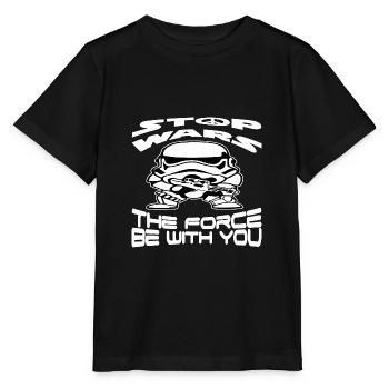stop war world wide retro design - Stanley/Stella MINI CREATOR Kids’ T-Shirt - black - Front - Mikhail (115cm)