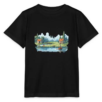 Angler Natur 8Bit Stil - Stanley/Stella Kinder T-Shirt MINI CREATOR  - Schwarz - Vorne - Mikhail (115cm)