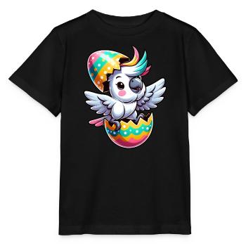 Cacatoès de Pâques en coquille d’œuf, oiseau maladroit - T-shirt bio MINI CREATOR Stanley/Stella Enfant - noir - Devant - Mikhail (115cm)