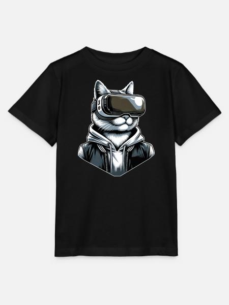 Katze VR-Brille Virtual Reality - Stanley/Stella Kinder T-Shirt MINI CREATOR  - Schwarz