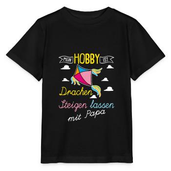 Drachen steigen Kite Flying mit Papa - Stanley/Stella Kinder T-Shirt MINI CREATOR  - Schwarz - Vorne - Mikhail (115cm)