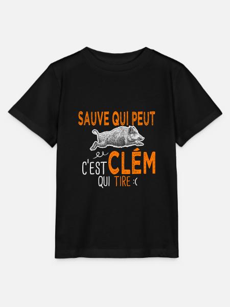 c'est Clém qui tire Humour Chaseur Clément - T-shirt bio MINI CREATOR Stanley/Stella Enfant - noir