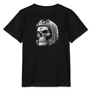 Skull with helmet - Stanley/Stella MINI CREATOR Kids’ T-Shirt - black - Front - Mikhail (115cm)