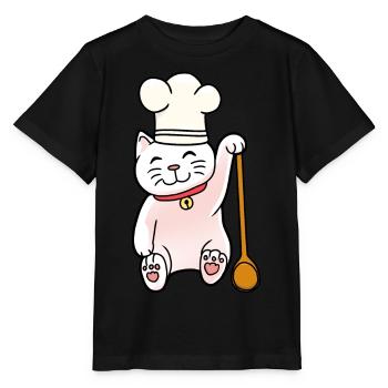 Cat Cuisinier Cuisinier Cuisinier Hôte - T-shirt bio MINI CREATOR Stanley/Stella Enfant - noir - Devant - Mikhail (115cm)
