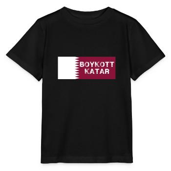 Boycott Qatar, Qatar, Flag, World Cup - Stanley/Stella MINI CREATOR Kids’ T-Shirt - black - Front - Mikhail (115cm)