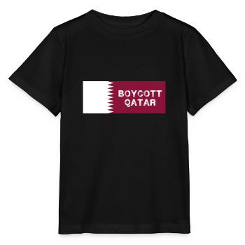 boycott qatar,qatar,flag, world cup - Stanley/Stella MINI CREATOR Kids’ T-Shirt - black - Front - Mikhail (115cm)