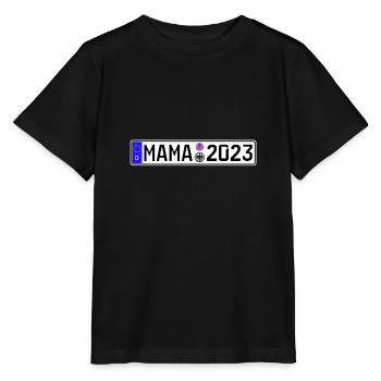 Mama 2023 Mutter werden Nummernschild - Stanley/Stella Kinder T-Shirt MINI CREATOR  - Schwarz - Vorne - Mikhail (115cm)