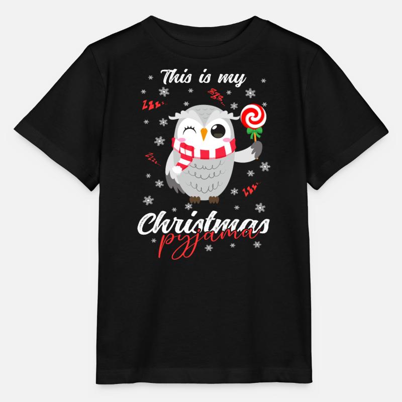 Eule Pyjama Weihnachten Schlafen - Stanley/Stella Kinder T-Shirt MINI CREATOR - Schwarz