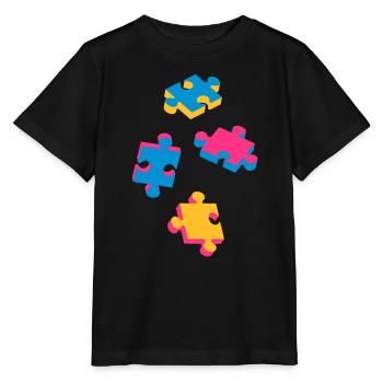 vier Puzzleteile - Stanley/Stella Kinder T-Shirt MINI CREATOR  - Schwarz - Vorne - Mikhail (115cm)