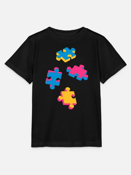 vier Puzzleteile - Stanley/Stella Kinder T-Shirt MINI CREATOR - Schwarz