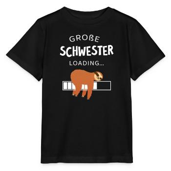 Große Schwester Loading - Faultier - Stanley/Stella Kinder T-Shirt MINI CREATOR  - Schwarz - Vorne - Mikhail (115cm)