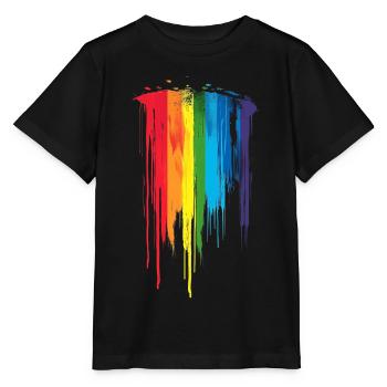 Subtil et cool Dripping Pride drapeau arc en ciel Design - T-shirt bio MINI CREATOR Stanley/Stella Enfant - noir - Devant - Mikhail (115cm)