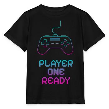 Neon Gaming Controller Design - Stanley/Stella Kinder T-Shirt MINI CREATOR  - Schwarz - Vorne - Mikhail (115cm)