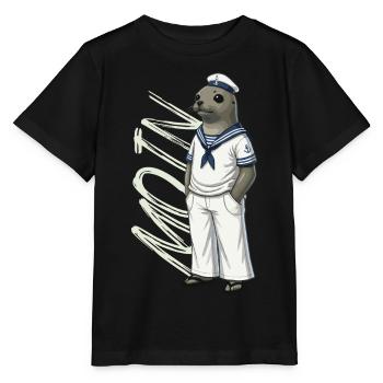 Joint MOIN en look marin - T-shirt bio MINI CREATOR Stanley/Stella Enfant - noir - Devant - Mikhail (115cm)