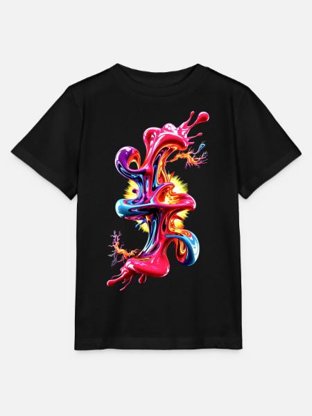 Abstraktes Liquid Art Fluid  - Stanley/Stella Kinder T-Shirt MINI CREATOR  - Schwarz