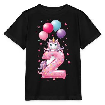 2 Jahre Mädchen Süßes Einhorn 2. Geburtstag - Stanley/Stella Kinder T-Shirt MINI CREATOR  - Schwarz - Vorne - Mikhail (115cm)