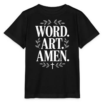 Word Art Amen Floral Laurels - Stanley/Stella MINI CREATOR Kids’ T-Shirt - black - Front - Mikhail (115cm)