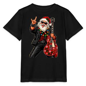 Santa Rock Weihnachtsgitarre - Stanley/Stella Kinder T-Shirt MINI CREATOR  - Schwarz - Vorne - Mikhail (115cm)