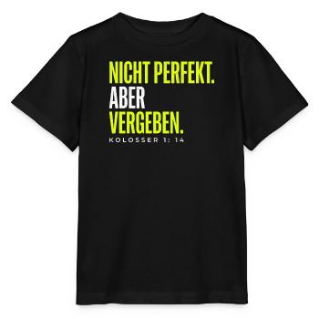 Nicht perfekt. Vergeben. – Christlicher Spruch - Stanley/Stella Kinder T-Shirt MINI CREATOR  - Schwarz - Vorne - Mikhail (115cm)