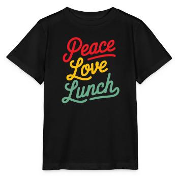 Frieden, Liebe, Mittagessen, Kantine, Cafeteria, Humor - Stanley/Stella Kinder T-Shirt MINI CREATOR  - Schwarz - Vorne - Mikhail (115cm)